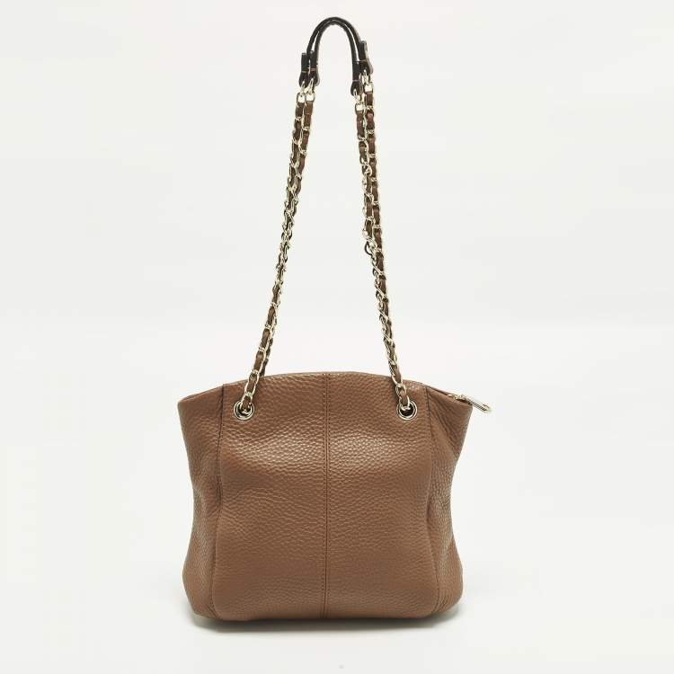 Pre Owned Dkny Brown Leather Chain Shoulder Bag