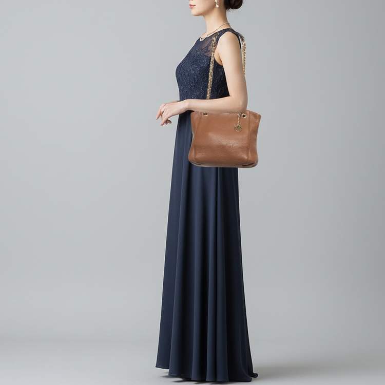 Pre Owned Dkny Brown Leather Chain Shoulder Bag