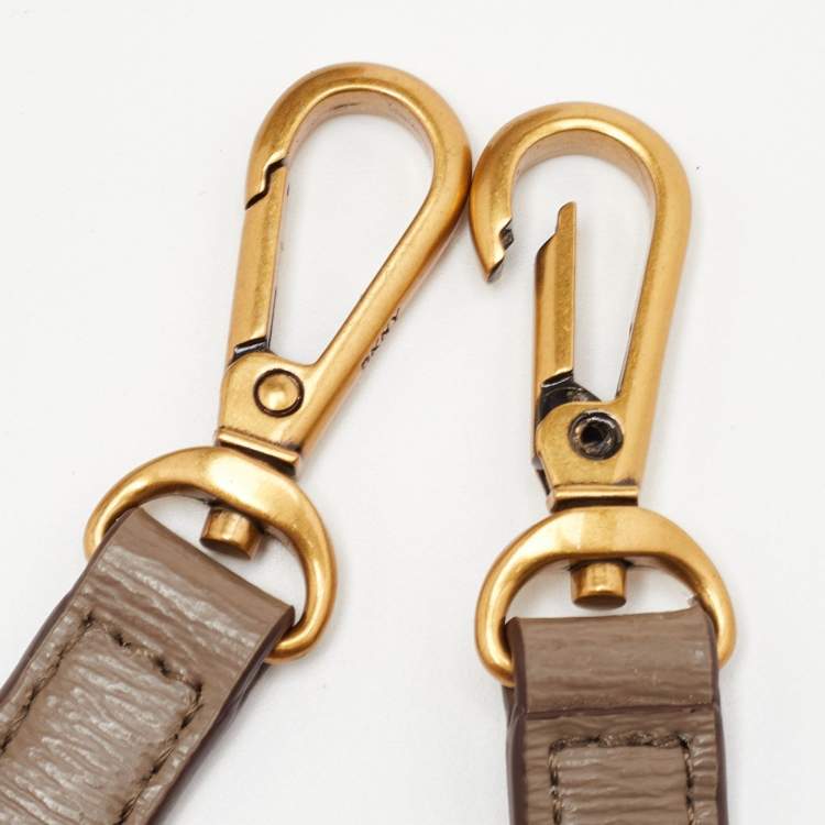 Pre Owned DKNY Taupe Brown Leather Top Zip Dome Satchel