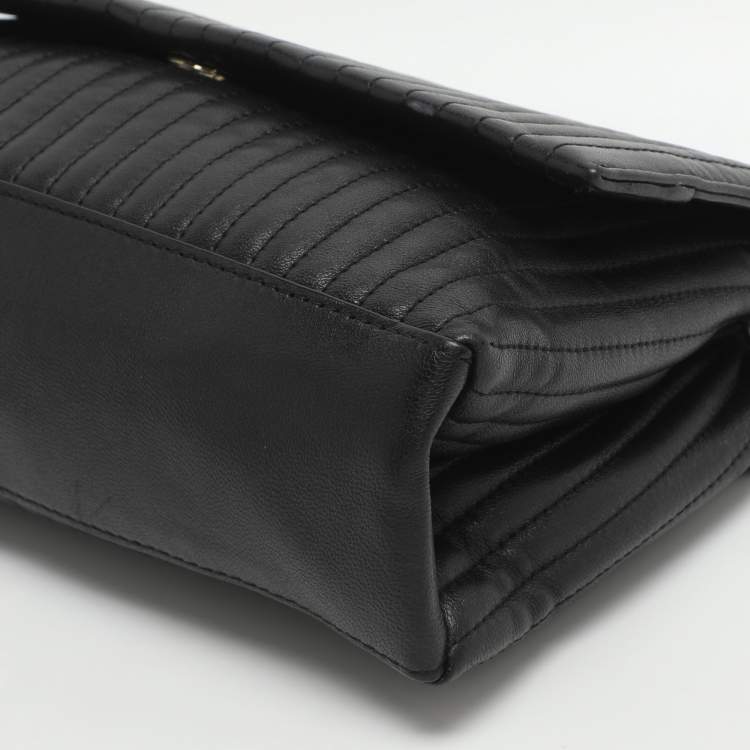 Pre Owned Dkny Black Pinstripe Quilted Leather Shoulder Bag