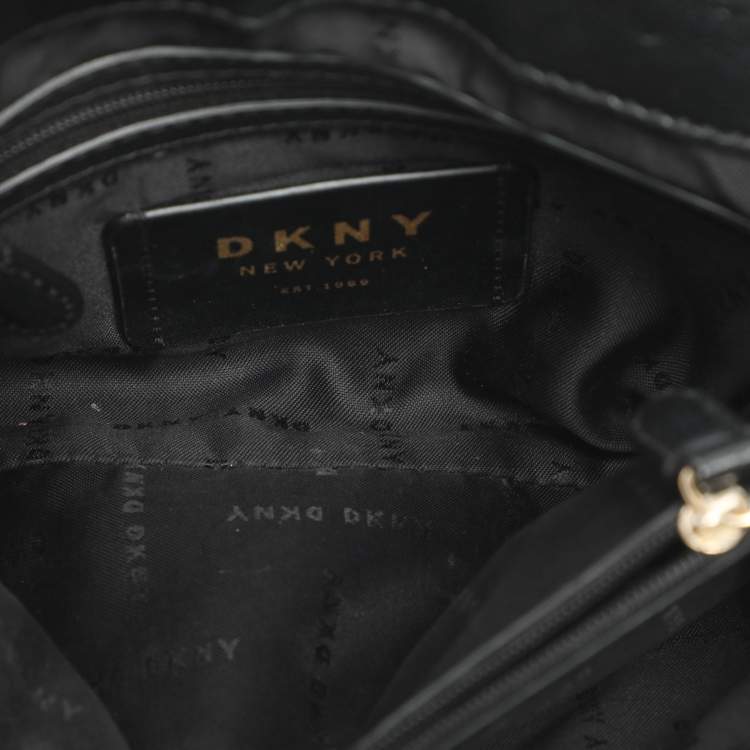Pre Owned Dkny Black Pinstripe Quilted Leather Shoulder Bag