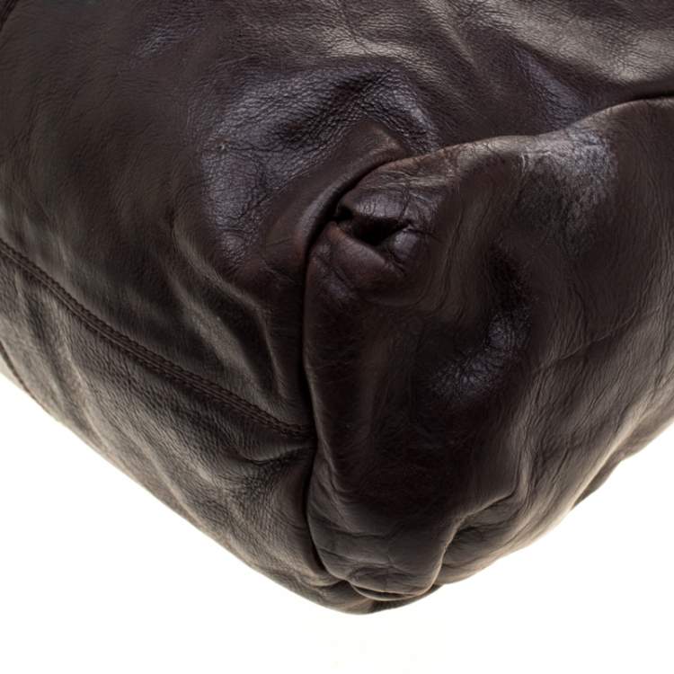 Pre Owned DKNY Dark Brown  Leather Hobo 