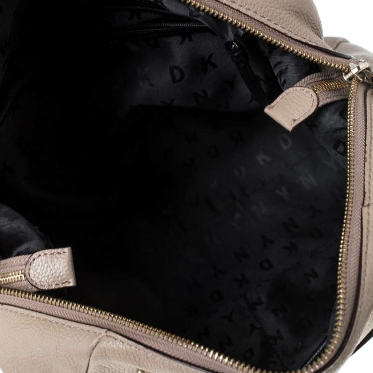 Pre Owned DKNY Beige Leather Zip Satchel