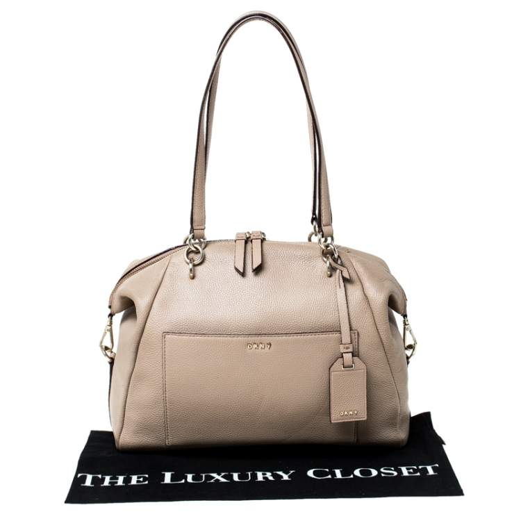 Pre Owned DKNY Beige Leather Zip Satchel