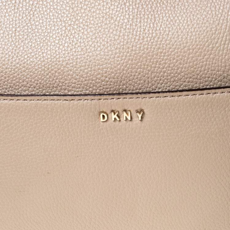Pre Owned DKNY Beige Leather Zip Satchel