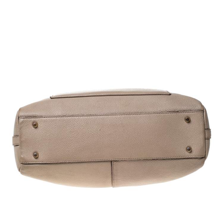 Pre Owned DKNY Beige Leather Zip Satchel
