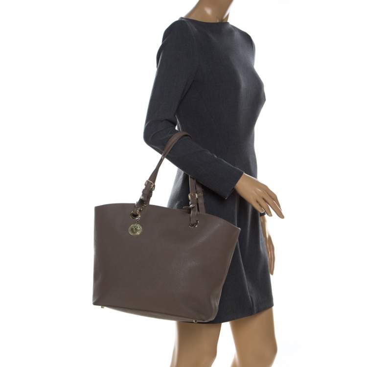 Pre Owned Dkny Dark Beige Leather Tote