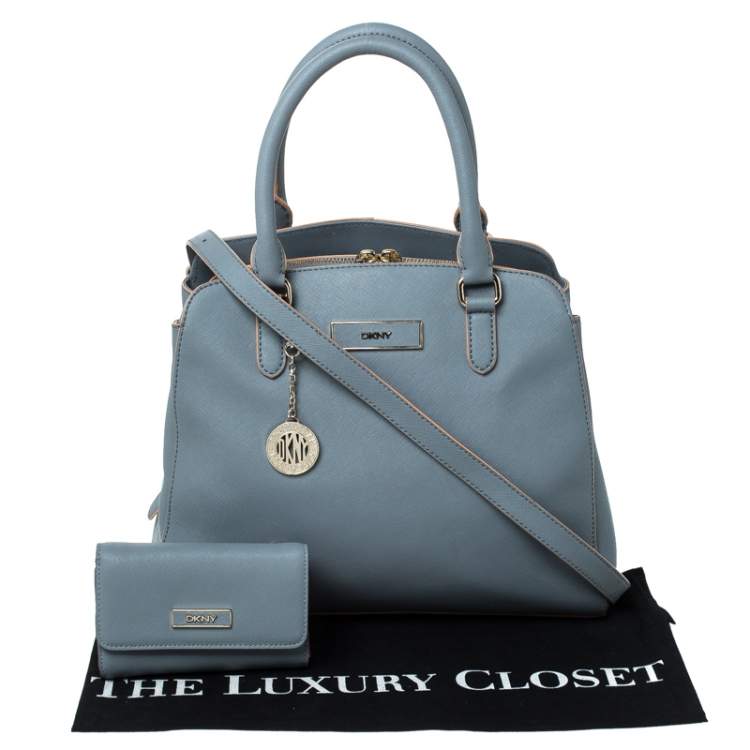 Pre Owned Dkny Ash Blue Leather Satchel