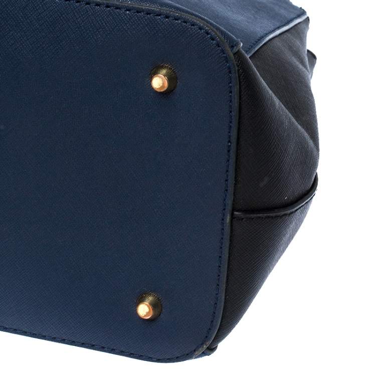Pre Owned Dkny Blue/Black Saffiano Leather Tote