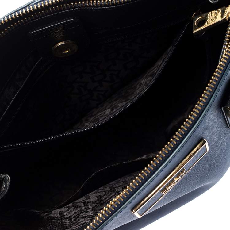 Pre Owned Dkny Blue/Black Saffiano Leather Tote