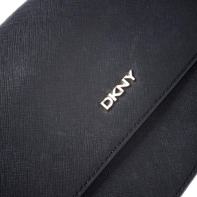 Pre Owned DKNY Black Leather Bryant Flap Crossbody Bag