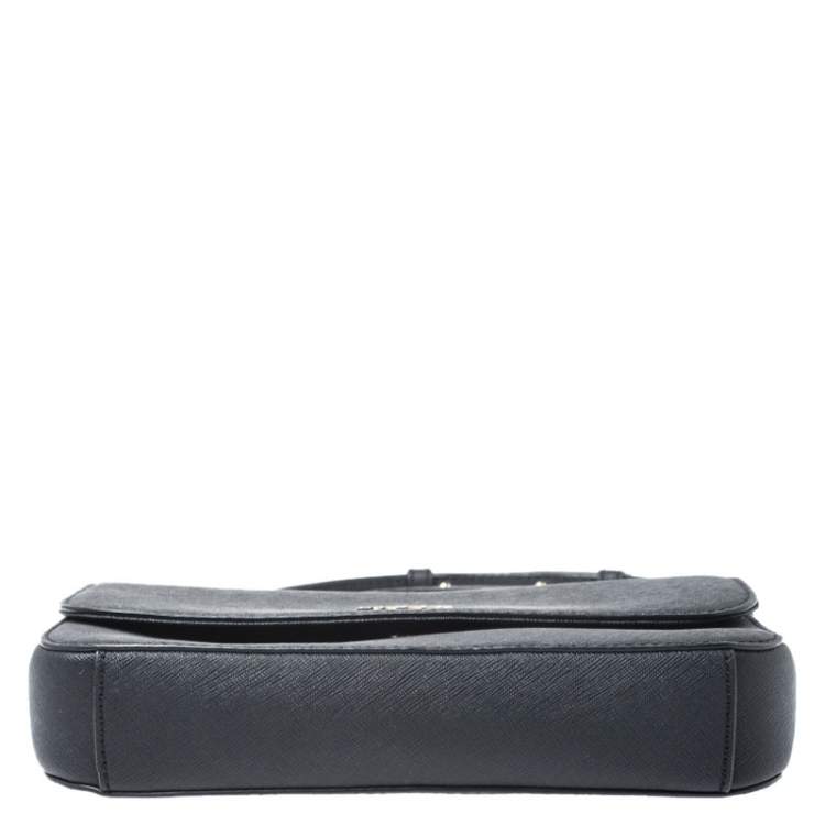 Pre Owned DKNY Black Leather Bryant Flap Crossbody Bag