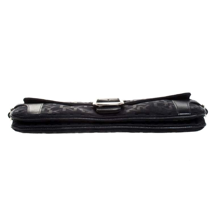 Pre Owned Dkny Black Monogram Canvas Flap Chain Shoulder Bag