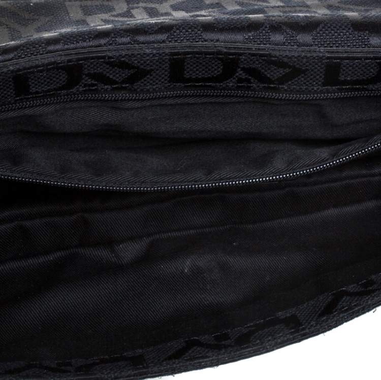 Pre Owned Dkny Black Monogram Canvas Flap Chain Shoulder Bag