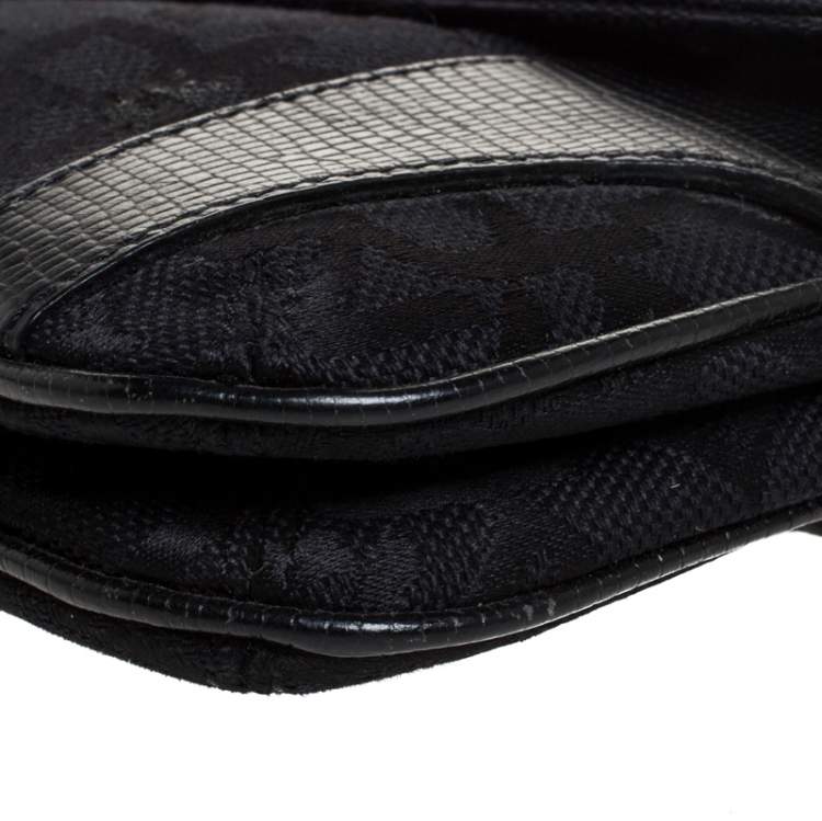 Pre Owned Dkny Black Monogram Canvas Flap Chain Shoulder Bag