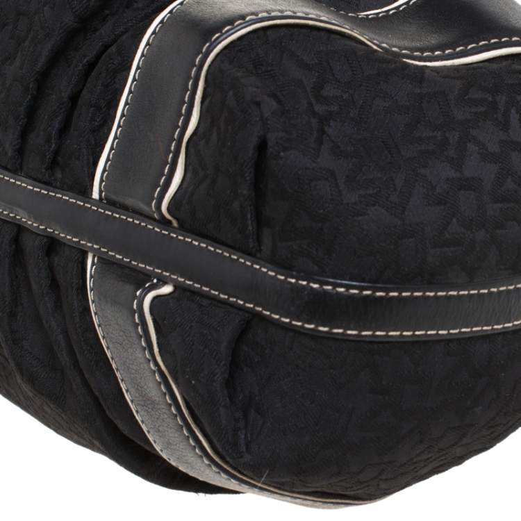 Pre Owned DKNY Black Monogram Fabric and Leather Tote