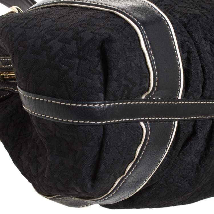 Pre Owned DKNY Black Monogram Fabric and Leather Tote
