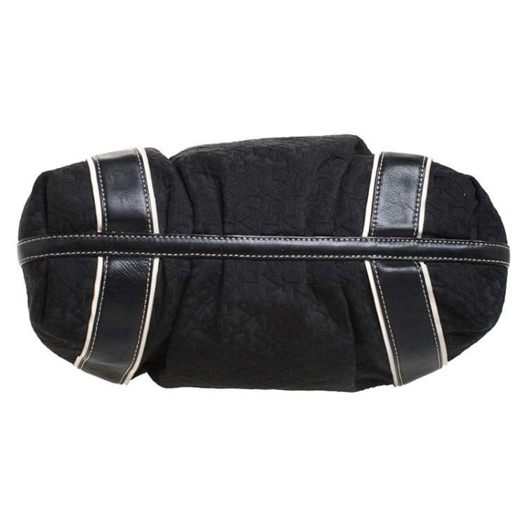 Pre Owned DKNY Black Monogram Fabric and Leather Tote