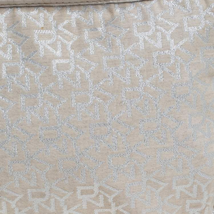 Pre Owned Dkny Ivory Signature Fabric and Leather Shoulder Bag