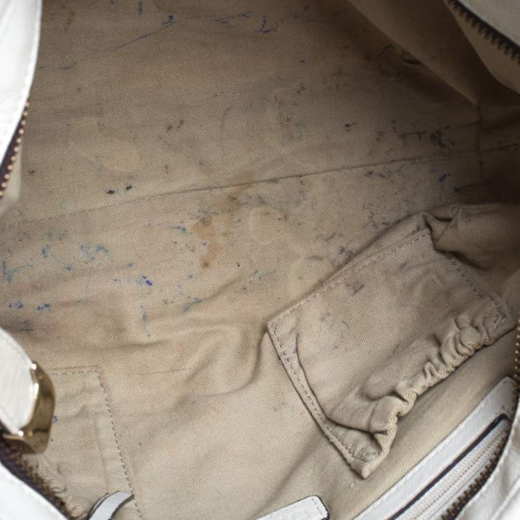 Pre Owned Dkny Ivory Signature Fabric and Leather Shoulder Bag