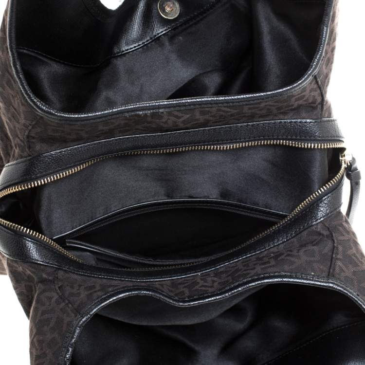 Pre Owned Dkny Black Signature Canvas and Leather Satchel