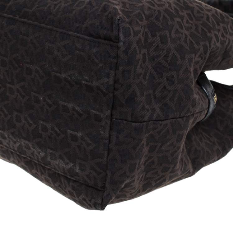 Pre Owned Dkny Black Signature Canvas and Leather Satchel