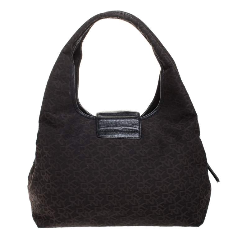 Pre Owned Dkny Black Signature Canvas and Leather Satchel
