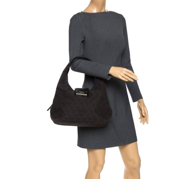 Pre Owned Dkny Black Signature Canvas and Leather Satchel