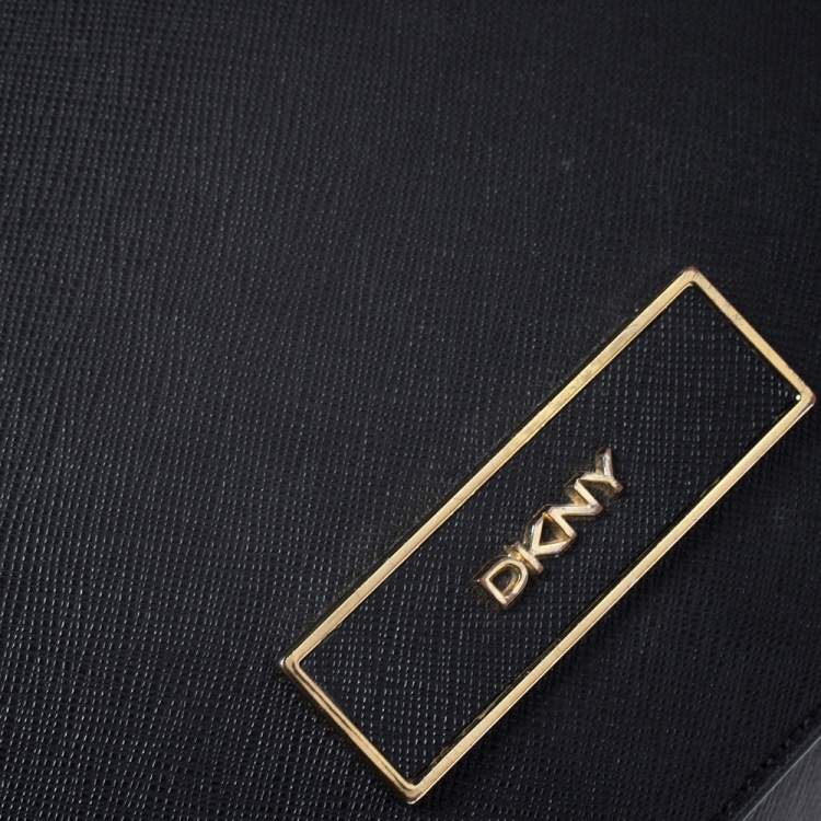 Pre Owned DKNY Black/White Leather Crossbody Bag