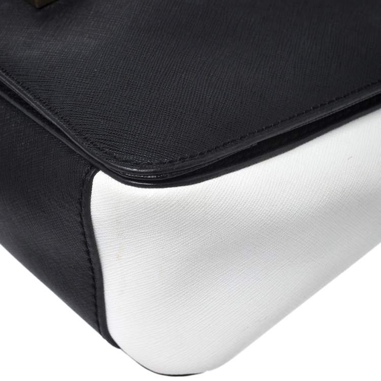 Pre Owned DKNY Black/White Leather Crossbody Bag