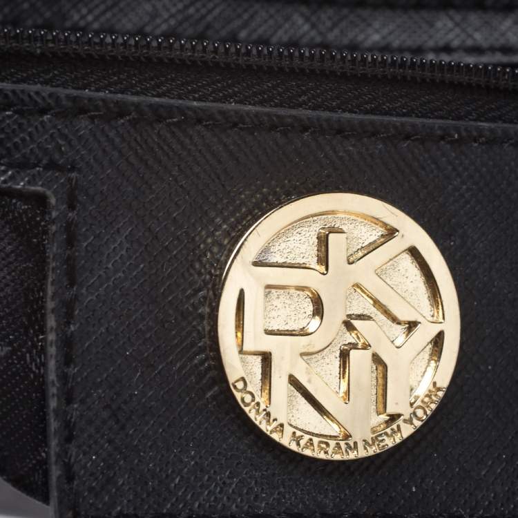 Pre Owned DKNY Black/White Leather Crossbody Bag