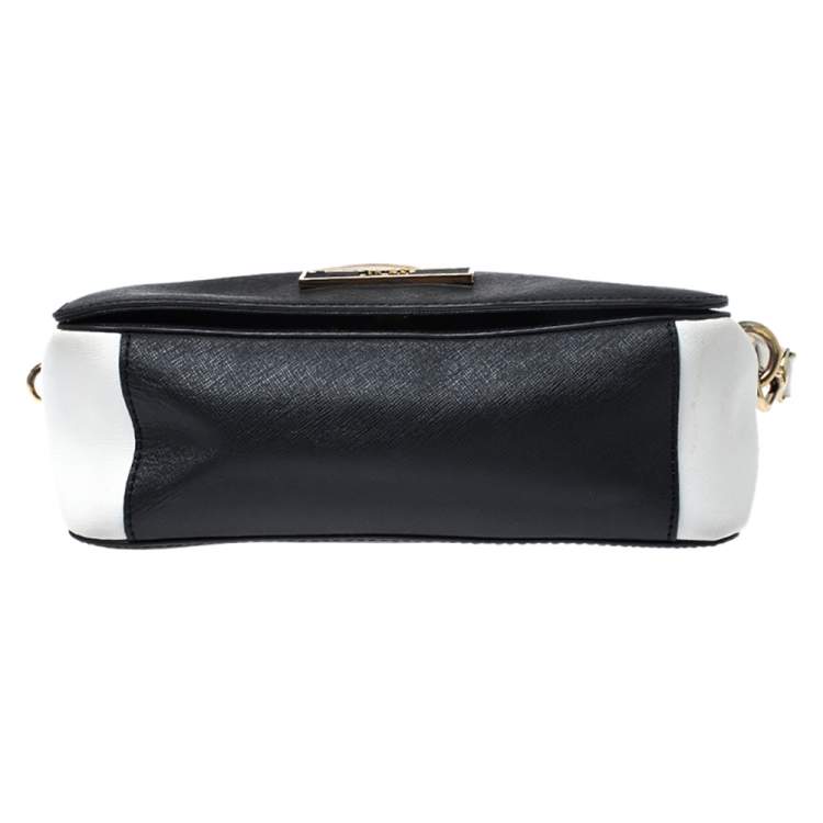 Pre Owned DKNY Black/White Leather Crossbody Bag