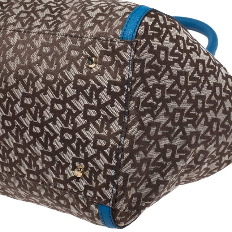 Pre Owned DKNY Beige/Blue Monogram Canvas Satchel 