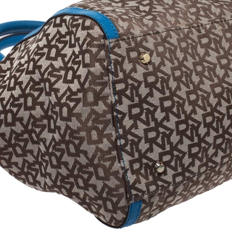 Pre Owned DKNY Beige/Blue Monogram Canvas Satchel 