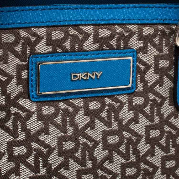 Pre Owned DKNY Beige/Blue Monogram Canvas Satchel 