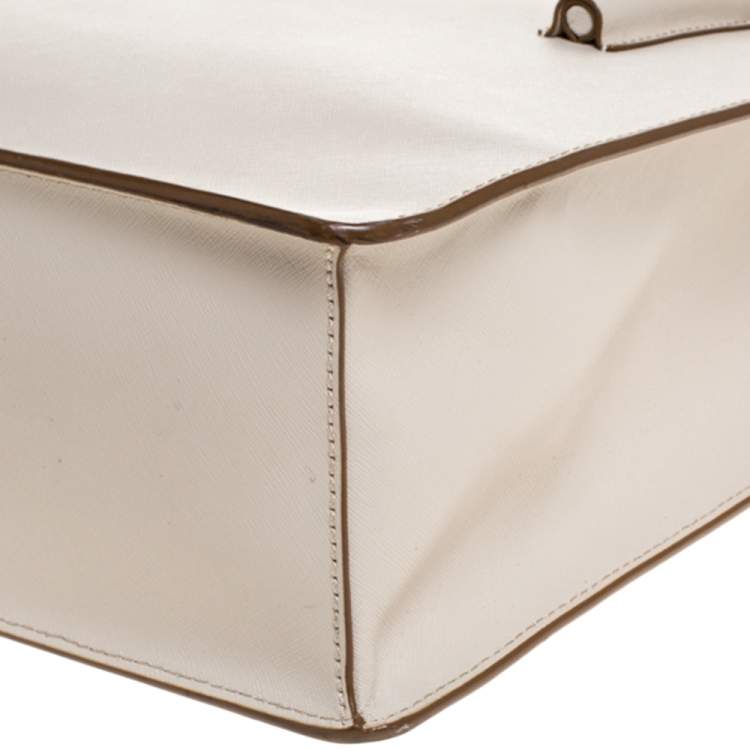 Pre Owned Dkny Off White Leather Book Tote