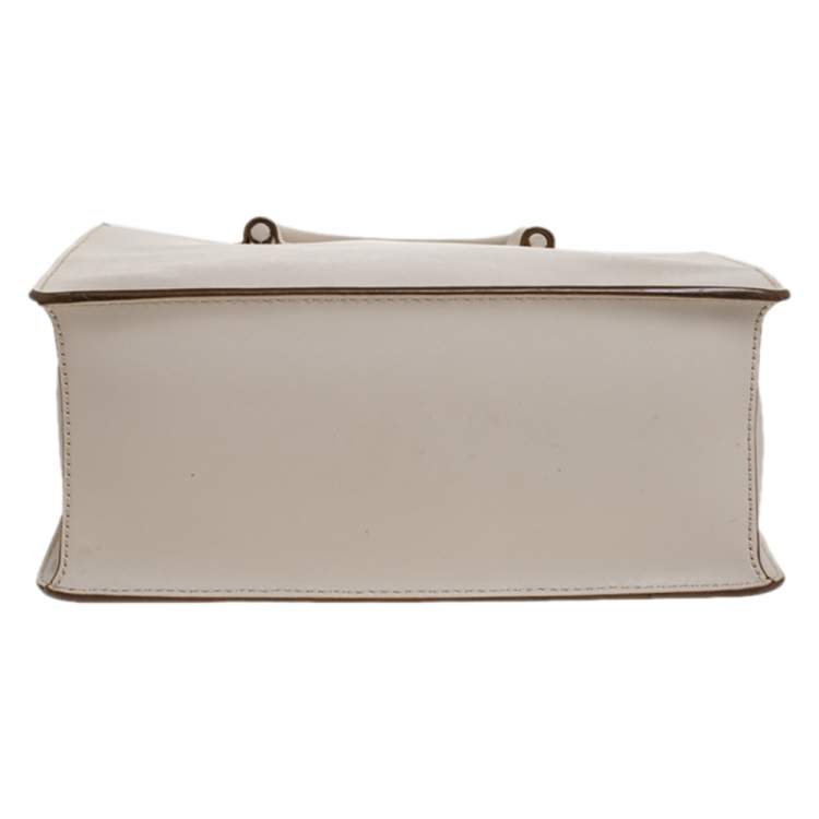 Pre Owned Dkny Off White Leather Book Tote