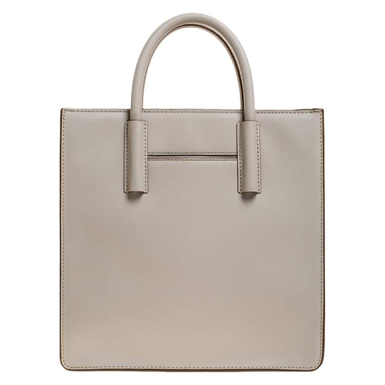 Pre Owned Dkny Off White Leather Book Tote