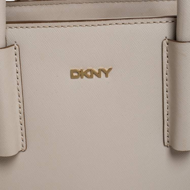 Pre Owned Dkny Off White Leather Book Tote