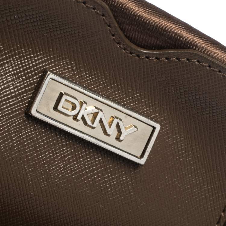 Pre Owned DKNY Red/Brown Monogram Canvas Satchel