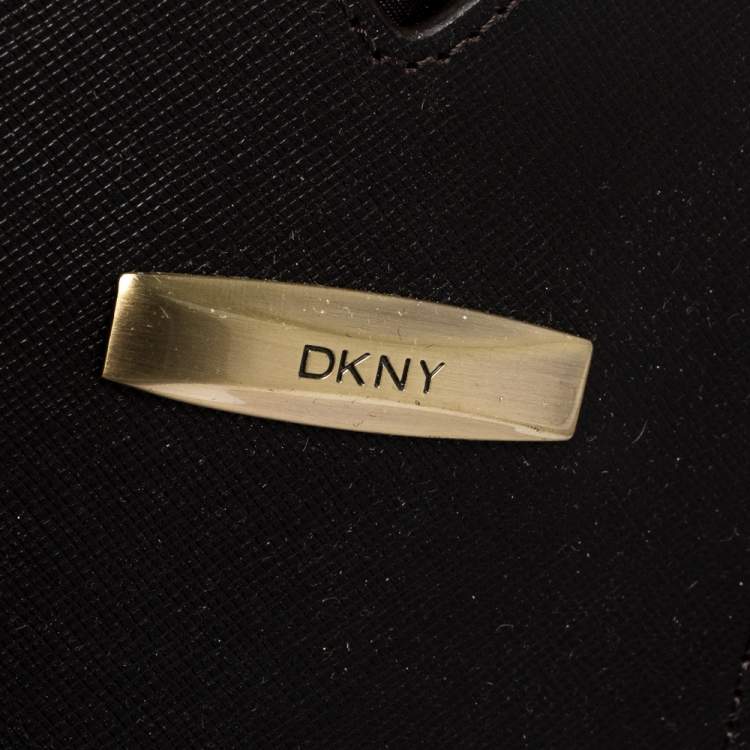 Pre Owned DKNY Beige/Tan Monogram Canvas and Leather Shoulder Bag