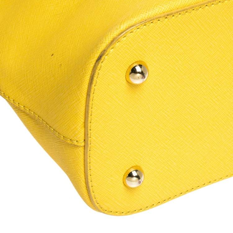 Pre Owned Dkny Yellow Leather Top Zip Tote