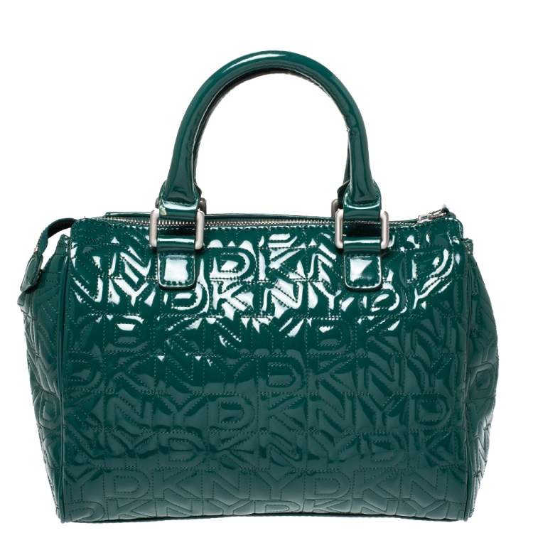 Pre Owned Dkny Green Patent Leather Front Pocket Satchel