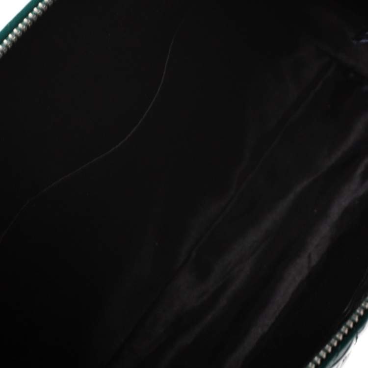 Pre Owned Dkny Green Patent Leather Front Pocket Satchel