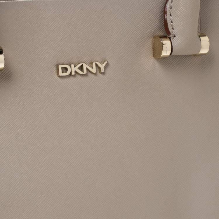 Pre Owned DKNY Beige Leather Small Dona Karan Zip Tote