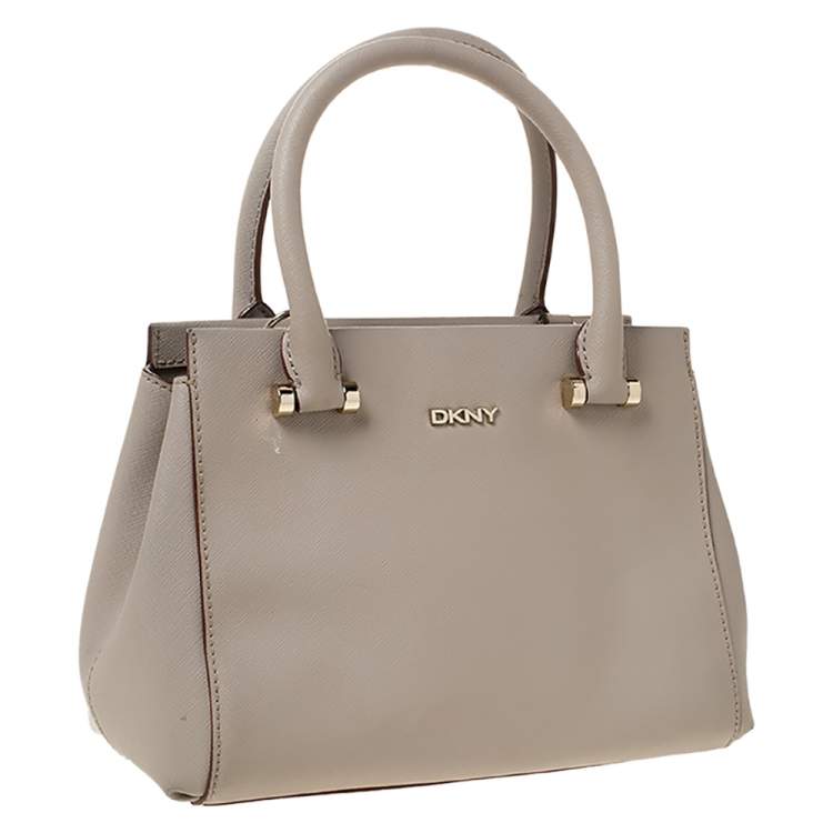 Pre Owned DKNY Beige Leather Small Dona Karan Zip Tote