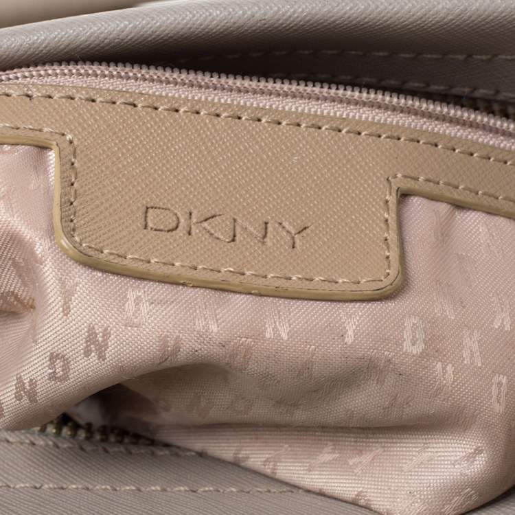 Pre Owned DKNY Beige Leather Small Dona Karan Zip Tote