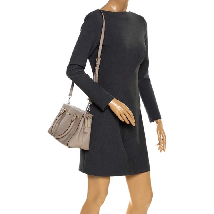 Pre Owned DKNY Beige Leather Small Dona Karan Zip Tote