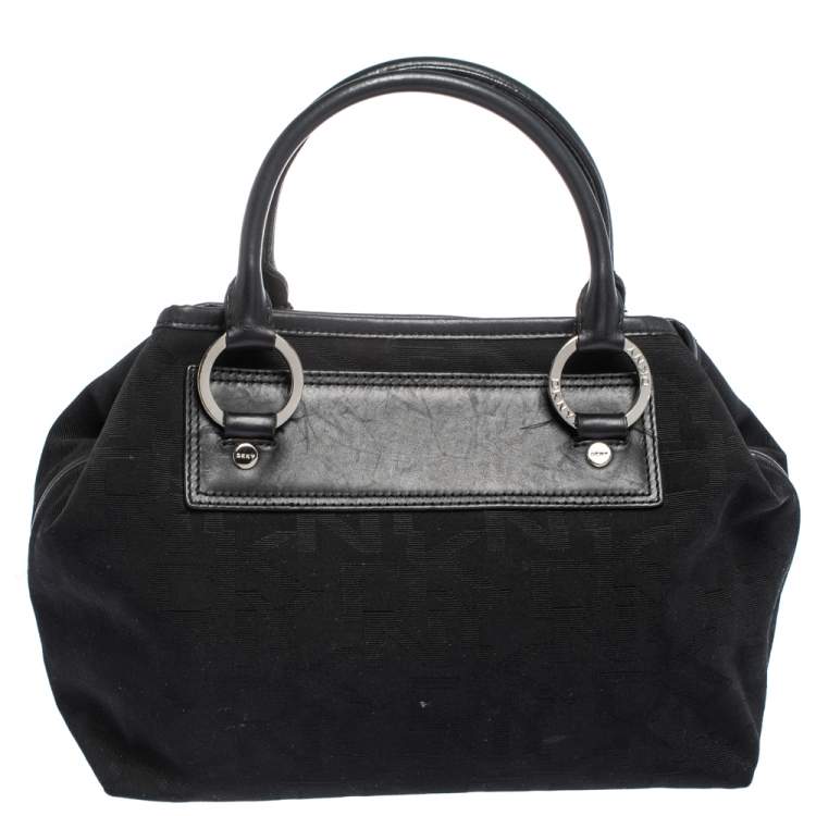 Pre Owned Dkny Black Canvas and Leather Satchel