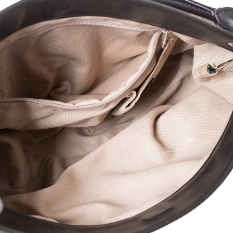Pre Owned Dkny Brown Signature Canvas and Leather Satchel